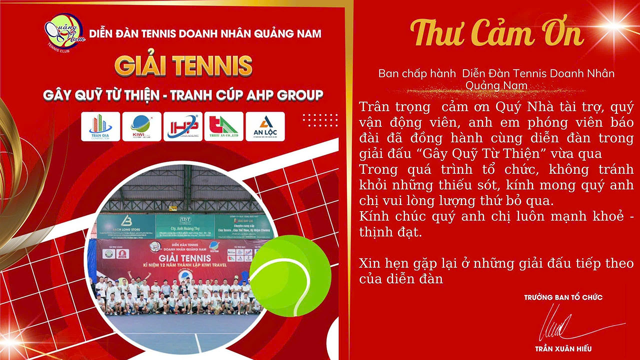 Giải Tennis gây quỹ từ thiện - tranh cúp AHP Group